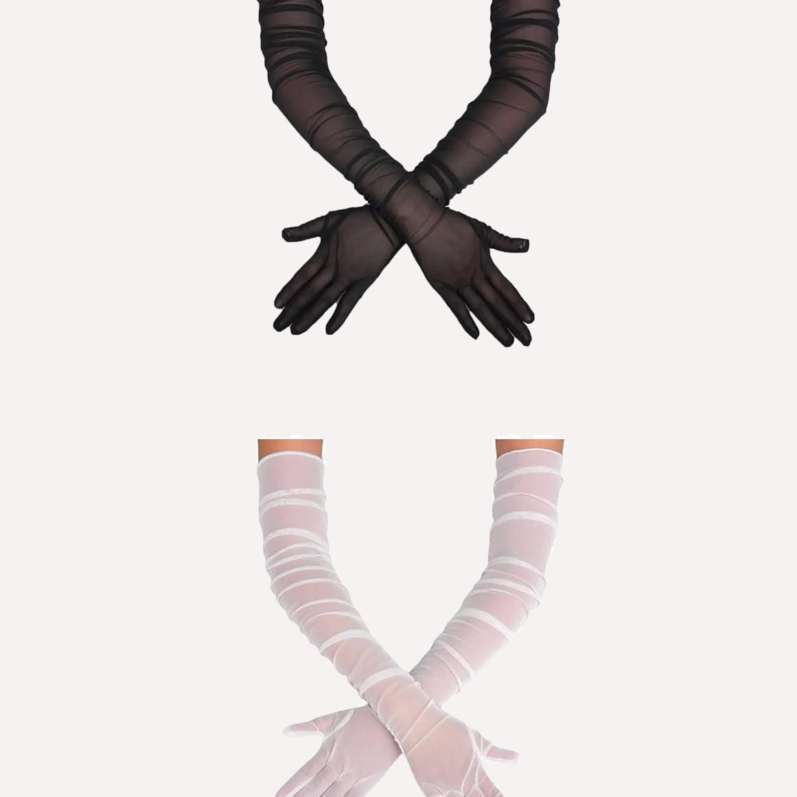 1920er Jahre Lange transparente Handschuhe Tüll Mesh Handschuhe