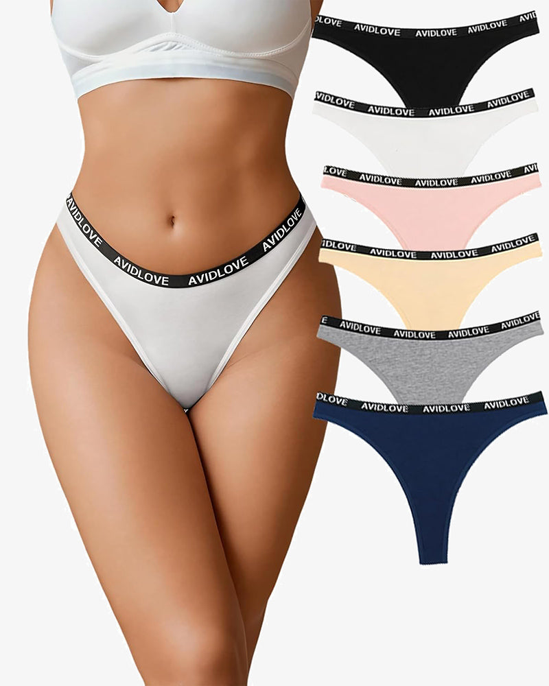 Avidlove cotton thong panties in various colors. Low-rise, breathable, and comfortable lingerie.