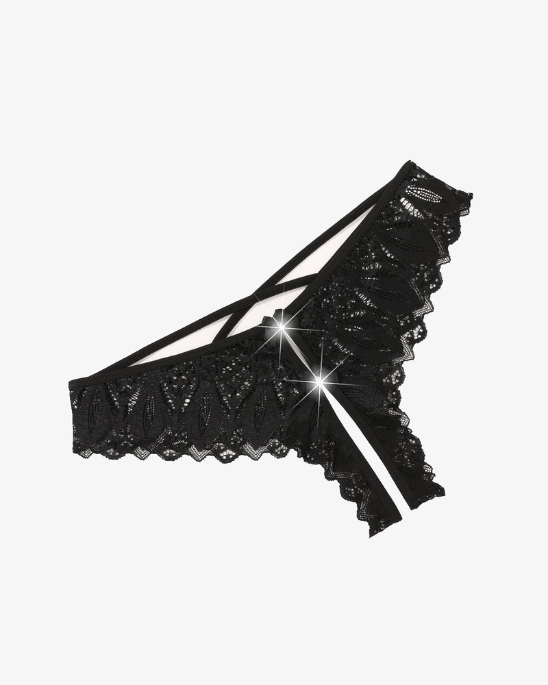 Black lace Avidlove Criss Cross Hipster Underwear, cross-strap design, for sweet nights.