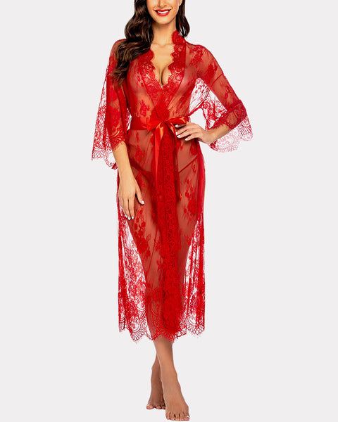 avidlove women sexy long lace lingerie kimono robe sheer babydoll nightgown nightdress