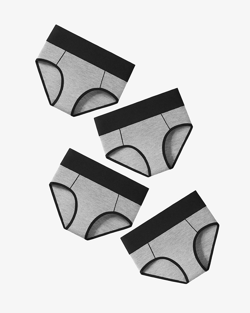 Avidlove High-Waist Cotton Hipster Panties in Grey and Black, Comfortable Fit, Color-Clash Design