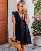 Sleeveless V Neck Lace Dresses With Pockets And Built In Shorts Loose Fit Flowy Pleated Swing Dress