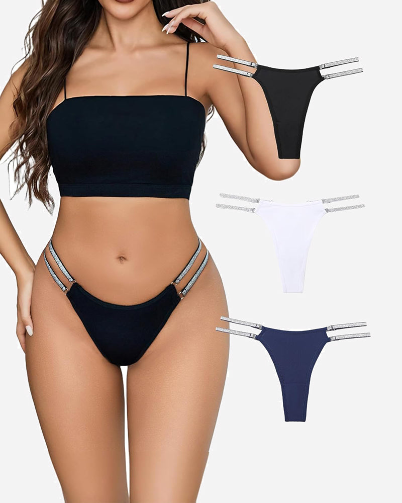 Low waist Brazilian tanga panties with flashing straps in multiple colors. Sexy lingerie.