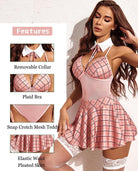 avidlove womens schoolgirl lingerie student cosplay sexy roleplay custumes snap crotch teddy plaid skirt lingerie set