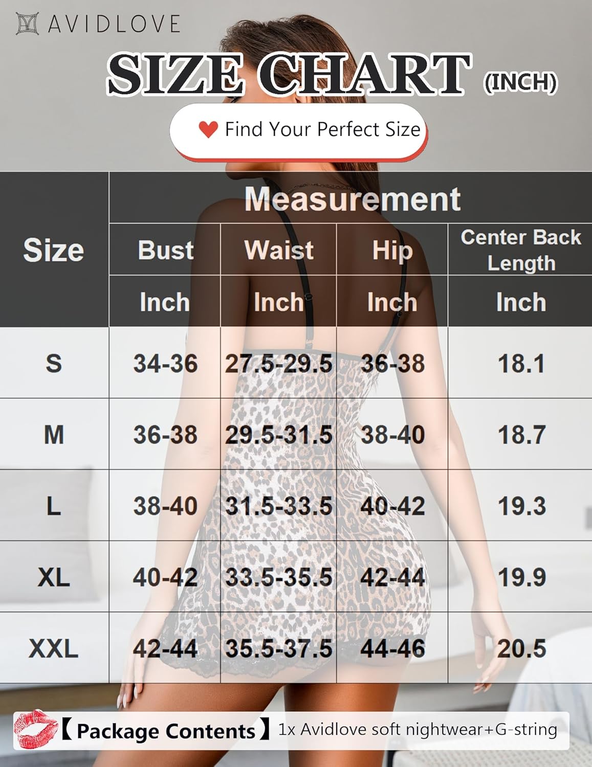 Avidlove Size Chart for Soft Nightwear - Find Your Perfect Fit