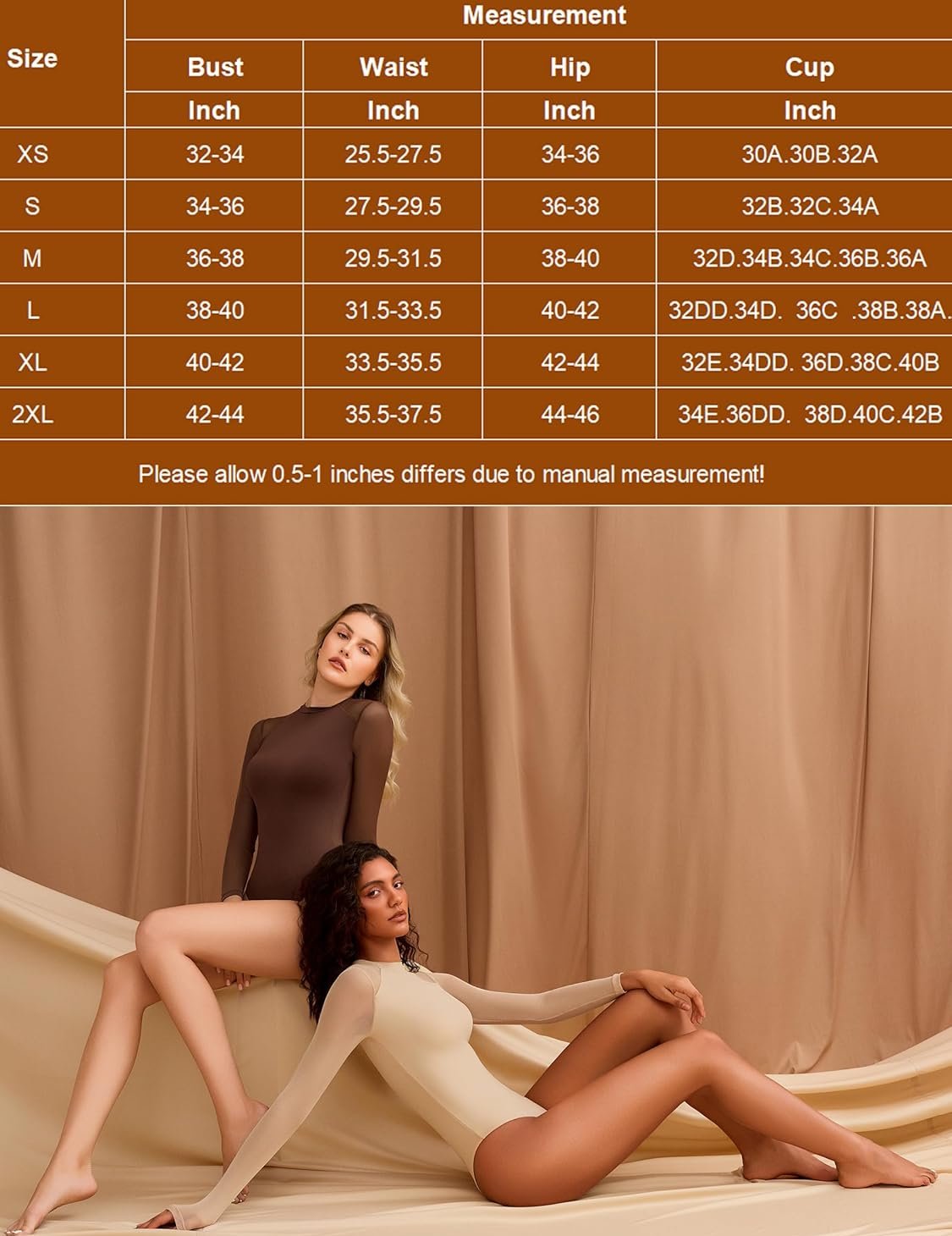Turtleneck mesh bodysuit, models, size chart, comfortable and sexy one piece lingerie option.