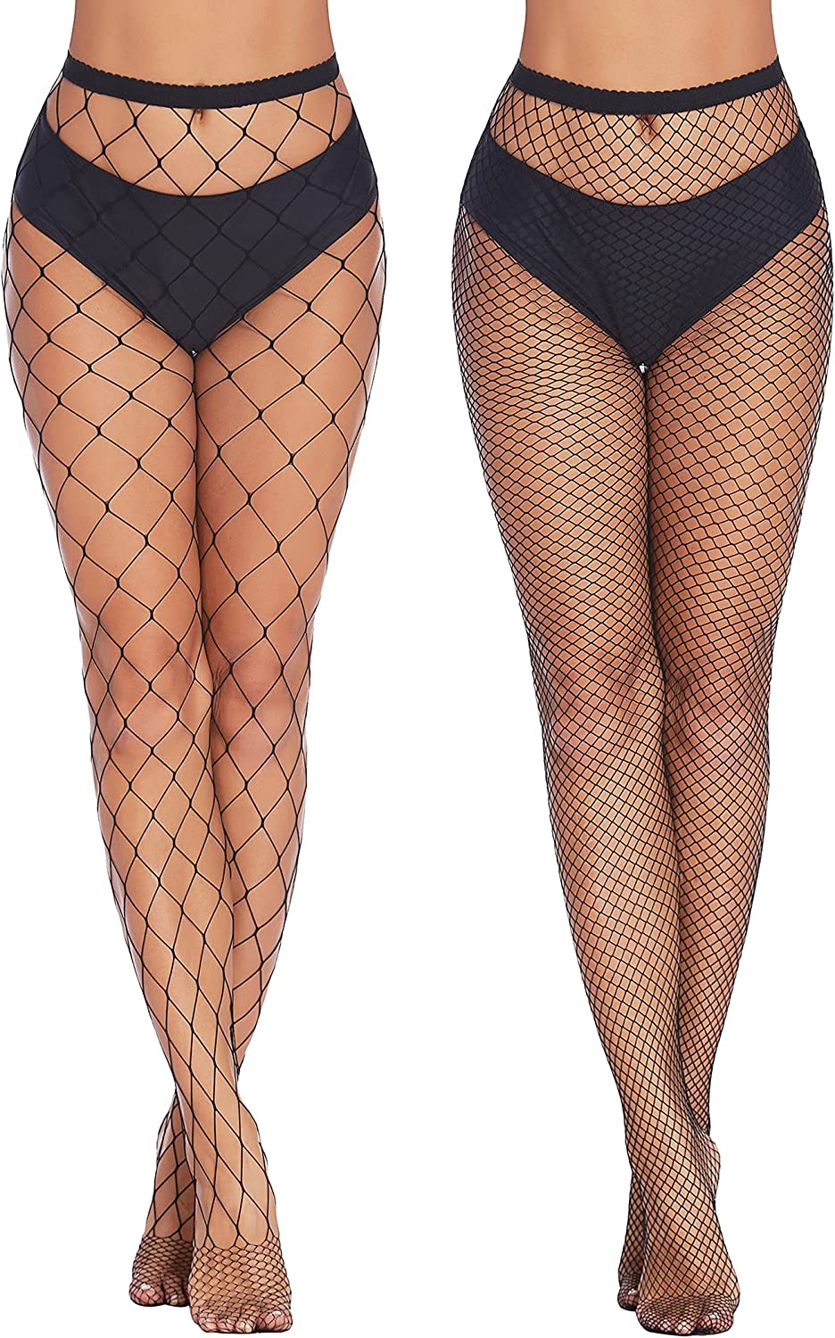 Black fishnet stockings, diamond net, for confident plus size appearance. Perfect for outfits.