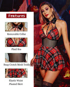 avidlove womens schoolgirl lingerie student cosplay sexy roleplay custumes snap crotch teddy plaid skirt lingerie set