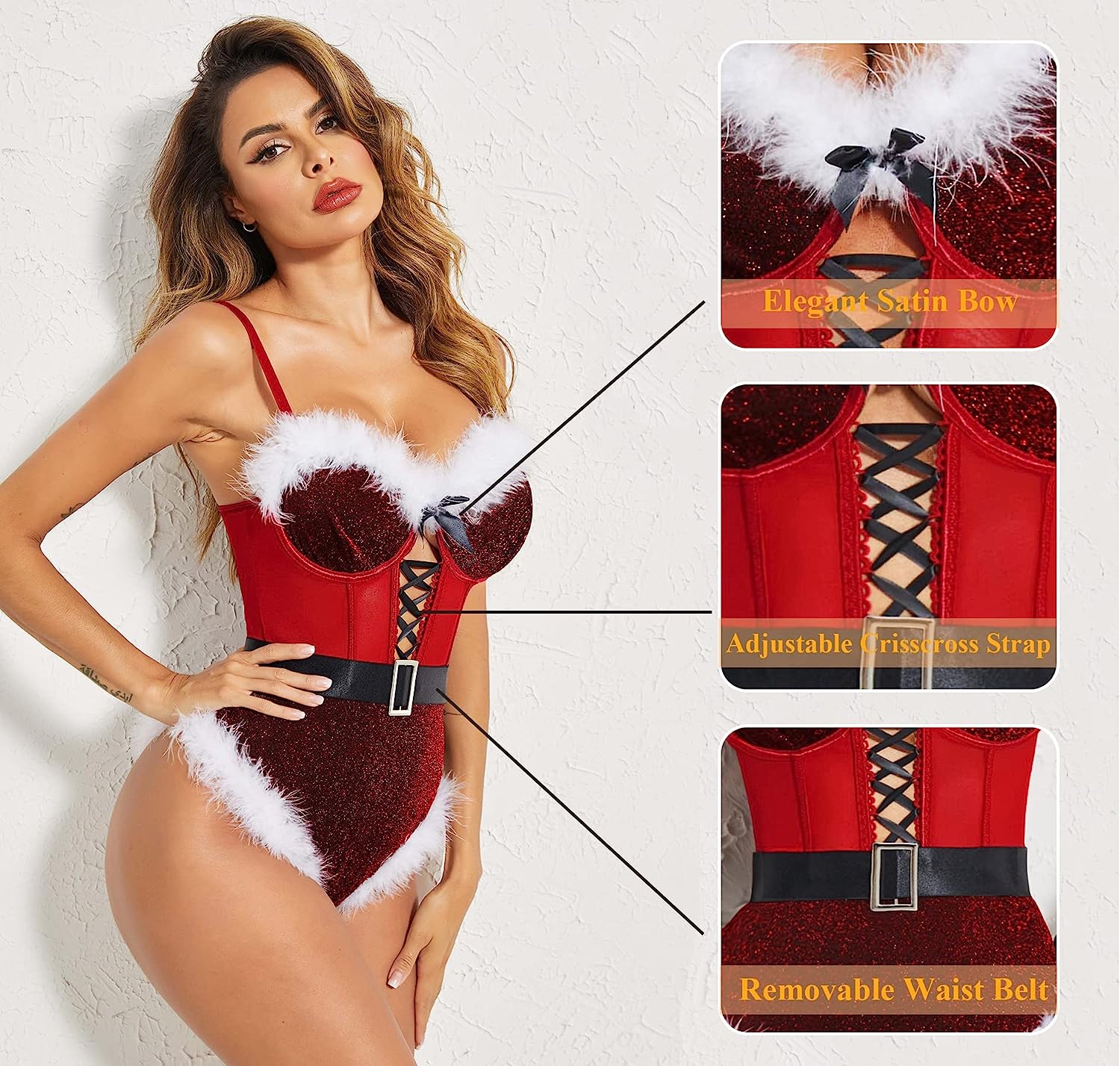 avidlove lingerie for women snap crotch bodysuit santa costumes deep v boudior outfits with underwire and belt