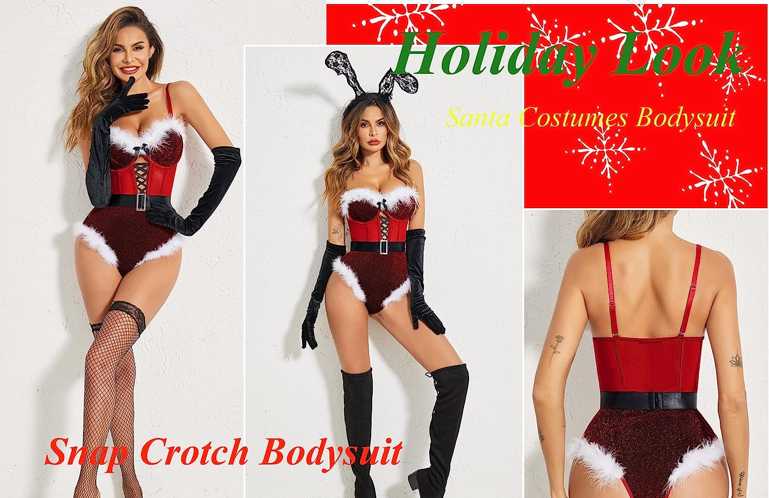 avidlove lingerie for women snap crotch bodysuit santa costumes deep v boudior outfits with underwire and belt