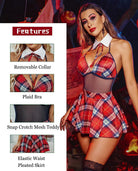 avidlove womens schoolgirl lingerie student cosplay sexy roleplay custumes snap crotch teddy plaid skirt lingerie set