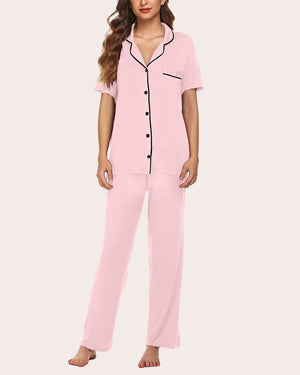 avidlove women pajamas set notch collar soft sleepwear pjs short sleeve button down nightwear with long pants