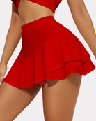 avidlove mini skirt for women sexy solid ruffle trim lingerie skirt short high waist two layer hem skirt