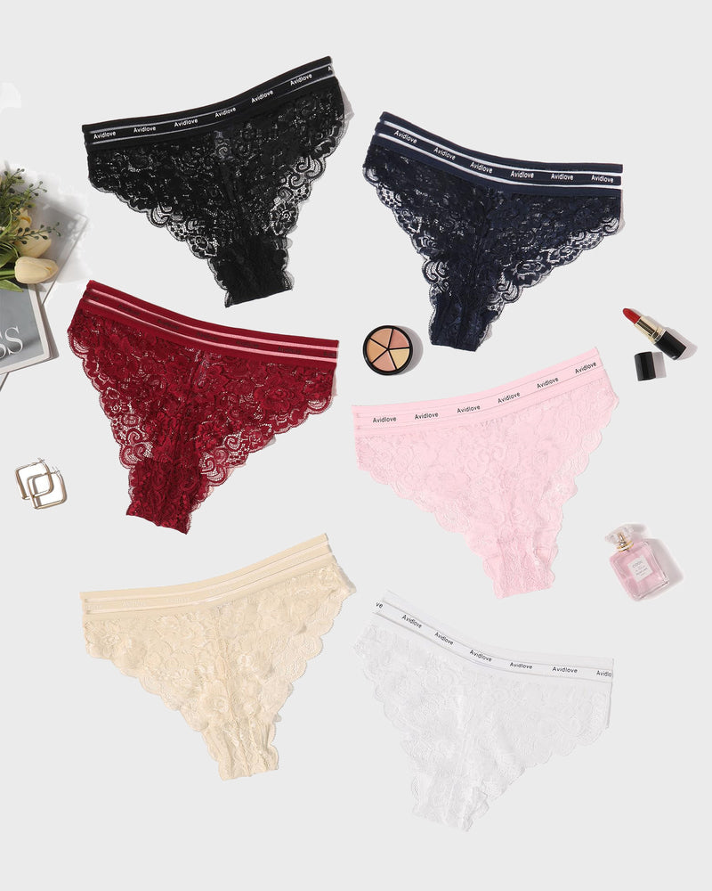 Avidlove floral lace hipster panty set in multiple colors, featuring soft lace and comfortable fit