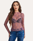 avidlove womens mesh top long sleeve mock neck sheer blouse see through floral lace tops