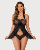 avidlove women lace babydoll open front sleepwear halter nighty