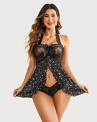 avidlove floral print lingerie for women lace babydoll open front sleepwear halter nighty