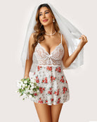 avidlove lace floral print babydoll halter teddy v neck sleepwear