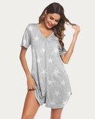 avidlove womens comfy nightgown button down sleep shirts short sleeve v neck boyfriend night shirt