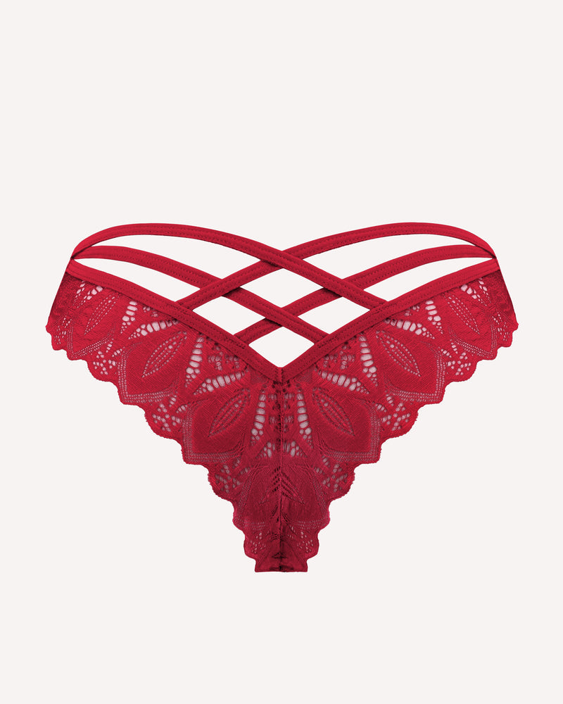 Red Avidlove lace Cheeky Panties, criss-cross back design, comfortable and sexy lingerie