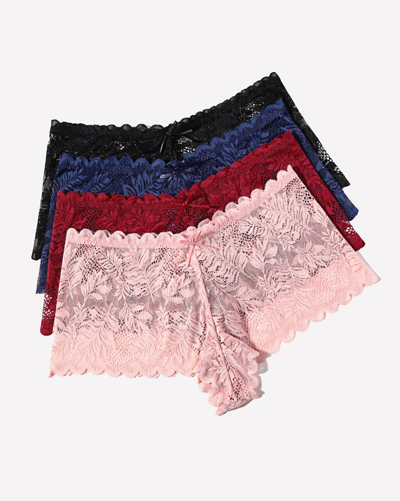 Avidlove multi-color floral lace mid-rise panties set; soft, stretchy, delicate trim.