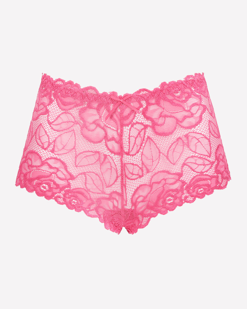 Avidlove pink floral lace mid-rise panties; soft stretch, delicate lace trim, and a small bow design