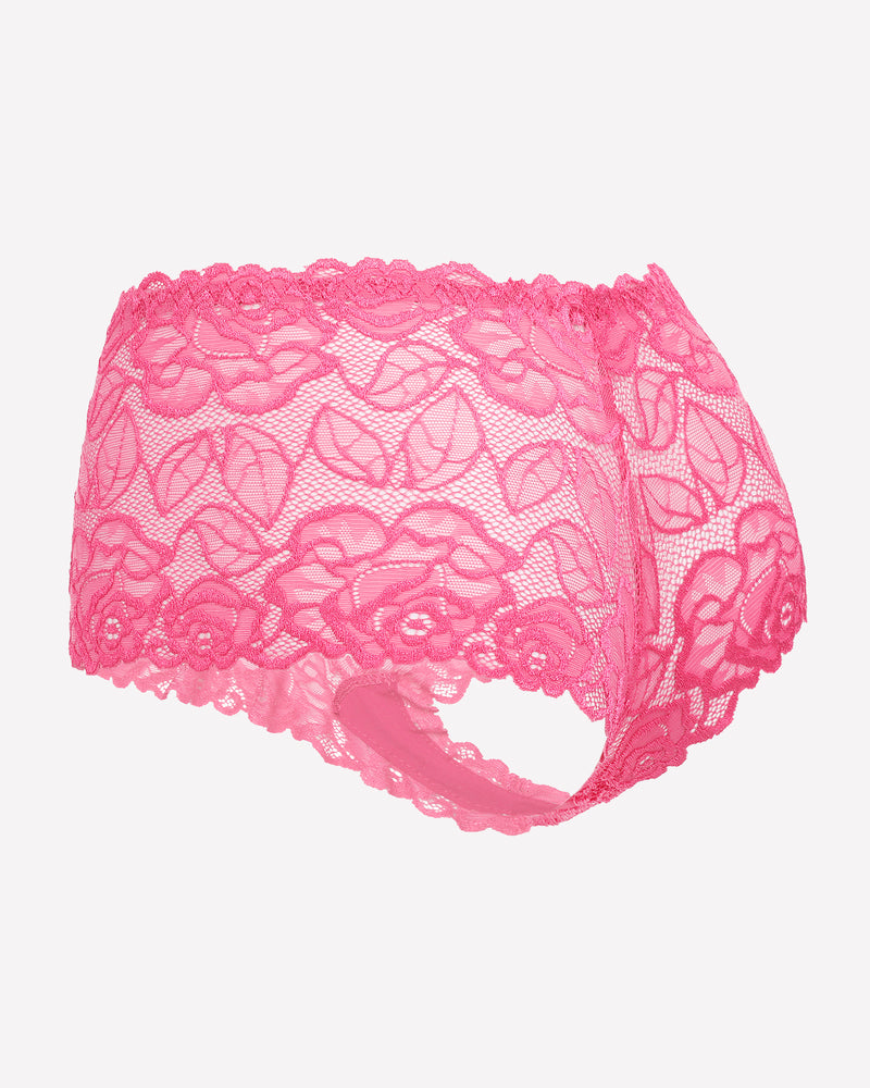 Pink Avidlove floral lace mid-rise panties; soft stretch, delicate lace trim, and floral pattern.
