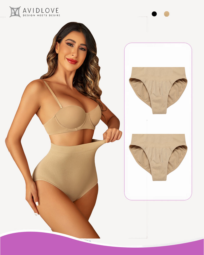Avidlove 2-pack nude high waist tummy control shapewear panties, smooth, seamless fit