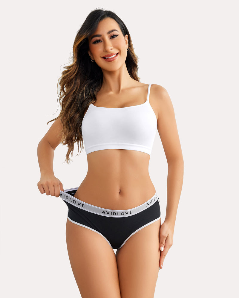 Avidlove Black Cotton Hipster Panty with White Trim, Featuring Comfort and Style