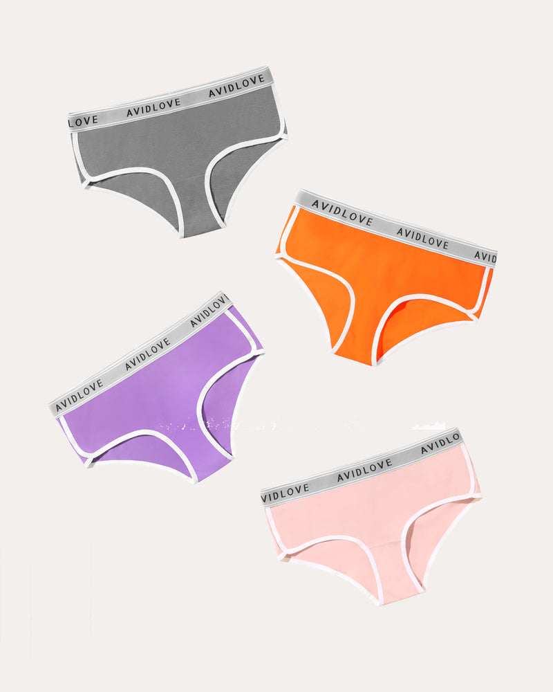 Avidlove 4-piece set of colorful cotton hipster panties, comfortable for daily wear.