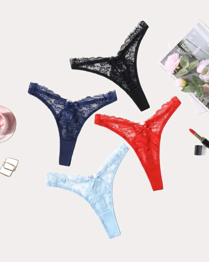 Avidlove Lace G-string set in assorted colors. Sexy floral lace thong panties.