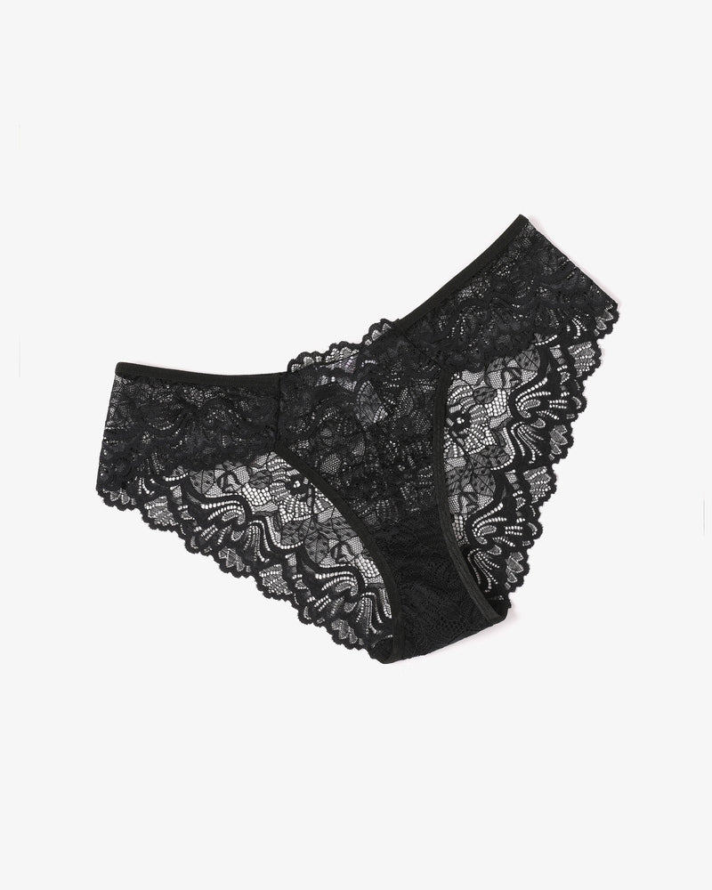 Avidlove black lace hipster panties with low-rise and breathable floral lace design