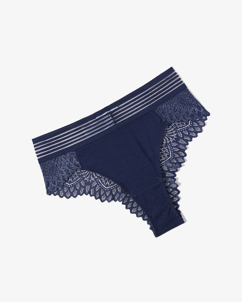 Navy blue lace cheeky hipster panties, cotton blend with comfortable, sexy design