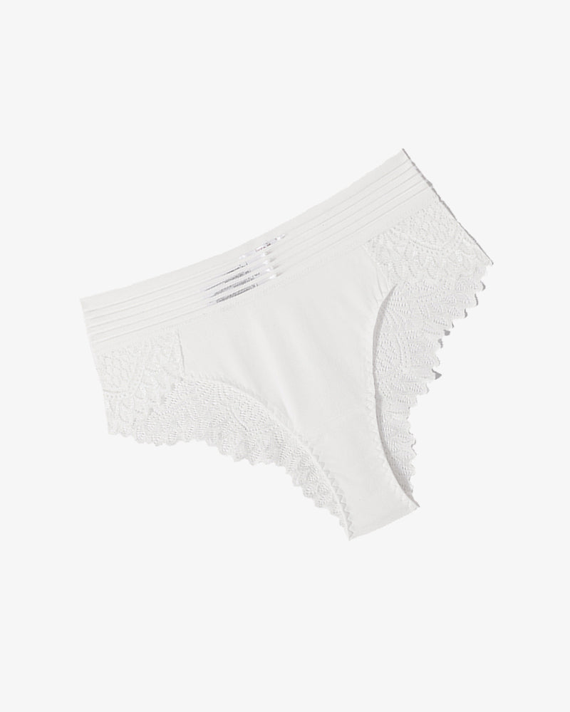 White lace cheeky hipster panties with cotton blend and comfortable design lingerie