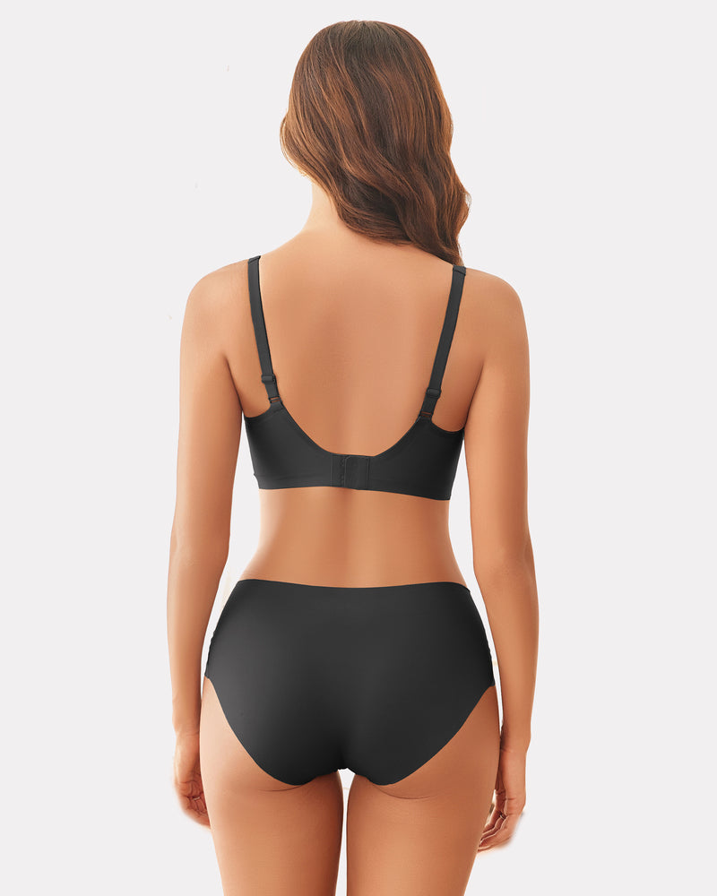 Avidlove black full coverage wireless bra and panty set for comfort and support