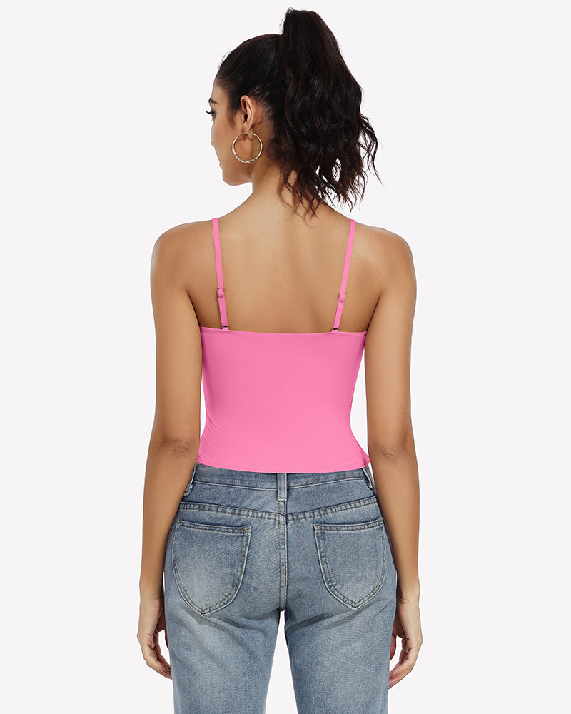 Stylish pink square neck crop top, ideal for daily wear and casual outfits