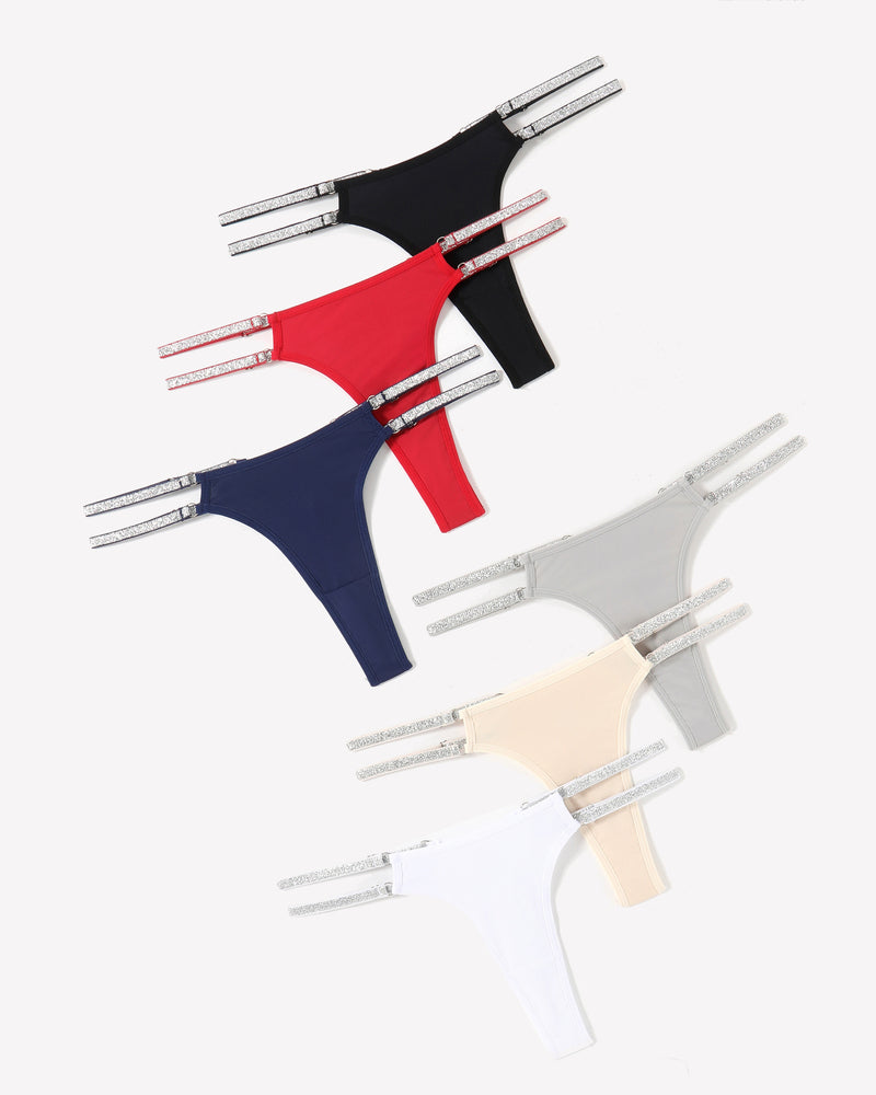 Low Waist Brazilian Tanga Panties in multiple colors with flashing strap details