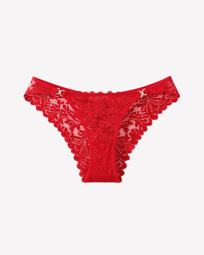 Red lace low rise tanga cheeky underpants, soft and breathable, perfect for confidence and romance.