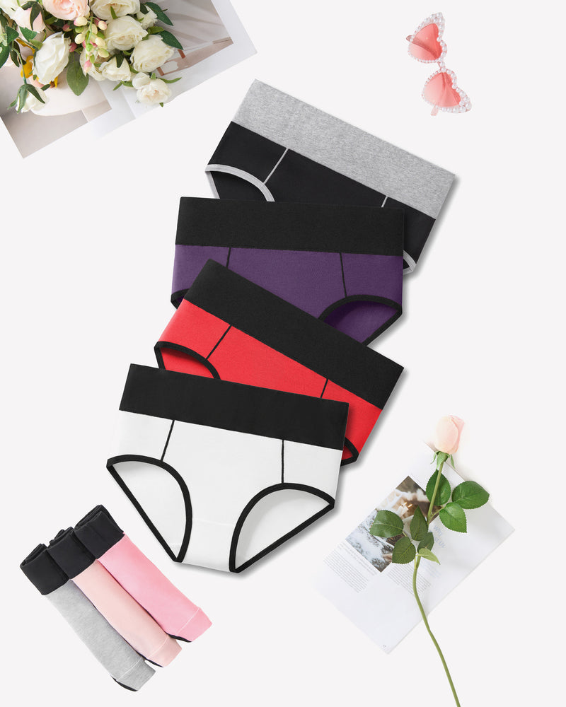 Avidlove High-Waist Cotton Hipster Panties in assorted colors, color-clash design, comfortable fit