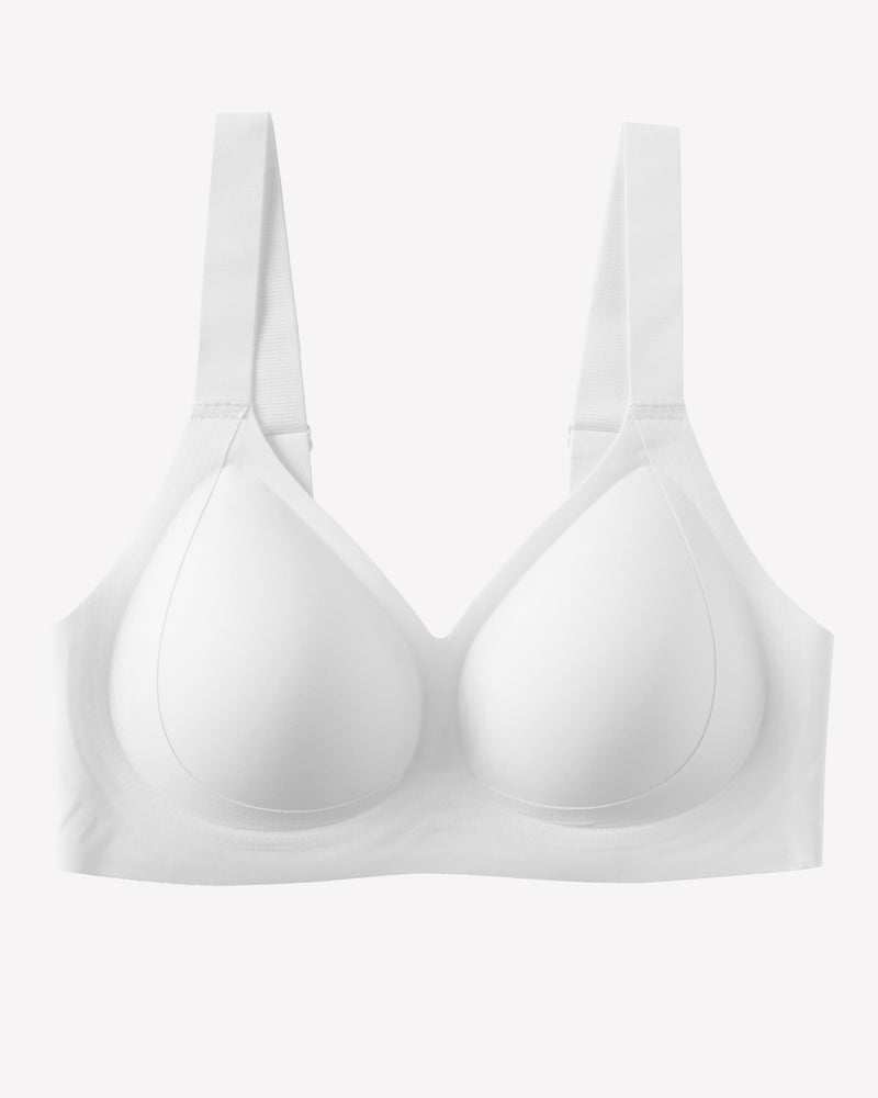 Seamless white push-up bra. Comfortable, no underwire design. Perfect for everyday wear and support.