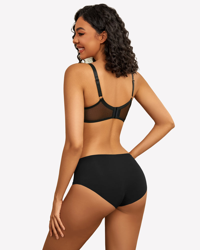 Black lace bralette set with adjustable straps, perfect for special nights, ultra-soft mesh material