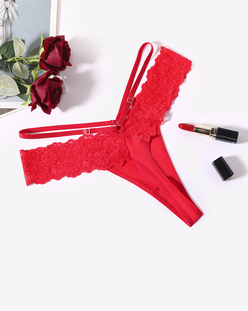 Avidlove red lace thong. V-shape waist, delicate floral lace. Sexy and comfortable panties.