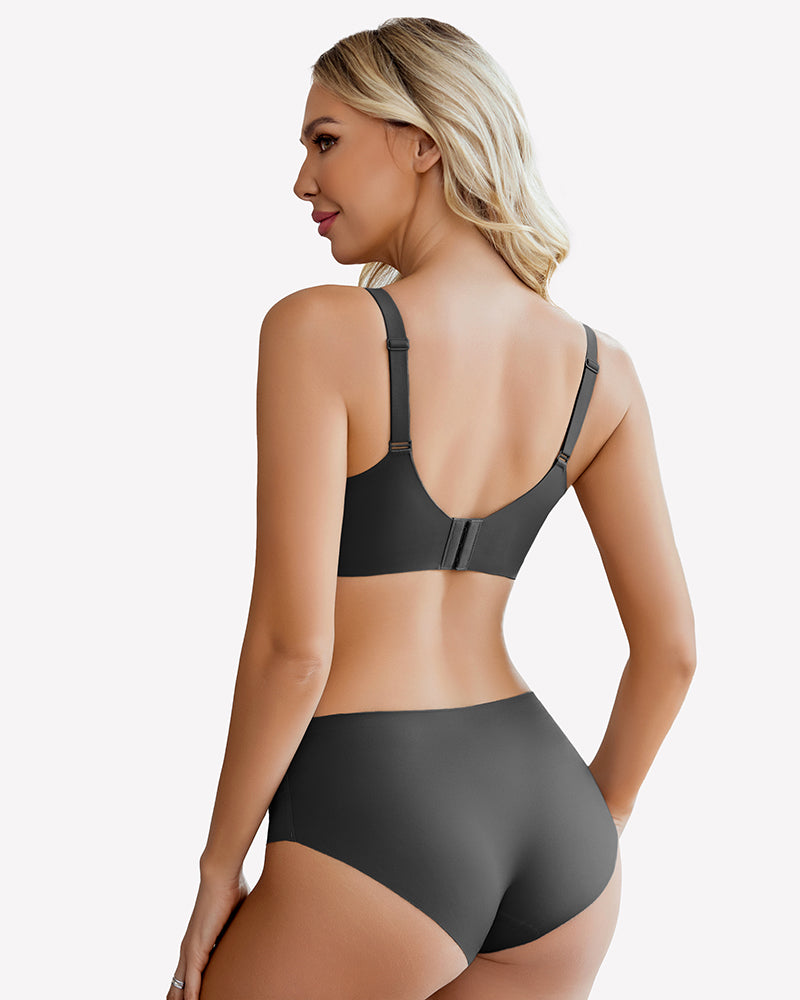 Charcoal seamless bra and underwear set, offering comfort and support, perfect for everyday wear.