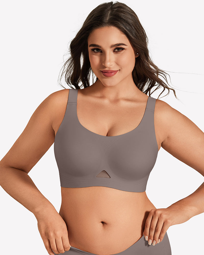 Seamless padded U-neck wireless bralette, gray