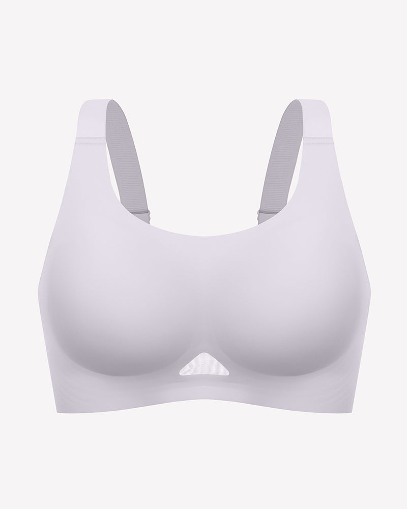 Wireless jelly bra, seamless padded U-neck bralette in white