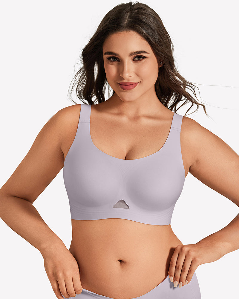 Seamless padded U-neck wireless bralette, lilac