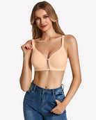 Wireless seamless bralette, nude-beige push-up style cups with adjustable straps