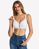 Wireless seamless bralette in white with molded cups and adjustable shoulder straps