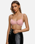 Light pink lace balconette bra with underwire cups and scalloped trim