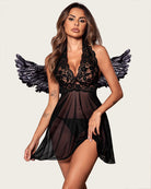 avidlove halter lace print babydoll mesh v neck wedding nightwear